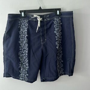 Ralph Lauren Polo Sport Navy Hibiscus Print Swim Trunks Sz 38